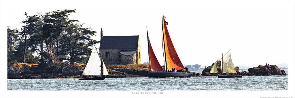 Philip Plisson, Vieux gréements - Golfe du Morbihan (Segelschiffe, Hafen, Urlaub, Frankreich, Bretagne, Segelsport, Meeresbrise, Meer, Treppenhaus, Badezimmer, Wohnzimmer, Photokunst, Fotokunst, bunt)