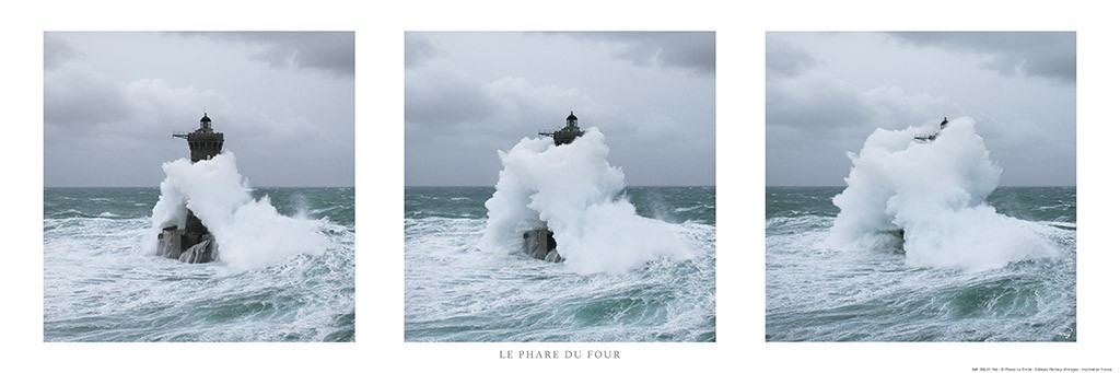 Philip Plisson, Le phare du Four sous son manteau - Finistère (Leuchtturm, Meer, Brandung, Wellen, Frankreich, Atlantik, Gischt, Meeresbrise, Fotokunst, Wohnzimmer, Badezimmer, Treppenhaus, bunt)