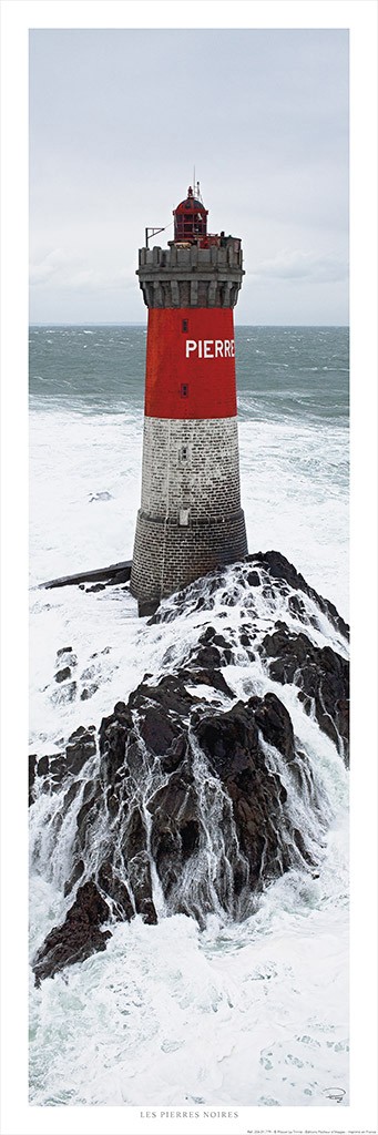 Philip Plisson, Le phare des Pierres Noires - Finistère - Morbihan (Leuchtturm, Meer, Brandung, Felseninsel, Frankreich, Atlantik, Gischt, Meeresbrise, Fotokunst, Wohnzimmer, Badezimmer, Treppenhaus, bunt)