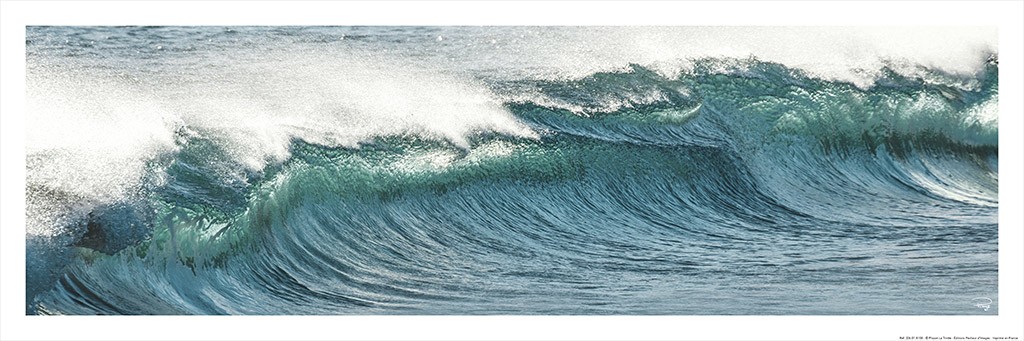 Philip Plisson, Vague à l'âme (Meer, Welle, Wasserkraft, Dynymik, Gischt, Horizont, Atlantik,  maritim, Treppenhaus,  Wohnzimmer, Frankreich, Fotokunst, bunt)