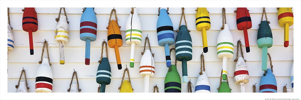 Philip Plisson, Déco Marine - Bouées de casiers (Angelbojen, Angelzubehör, maritim, Fischerei, Angelssport, dekorativ, Treppenhaus, Badezimmer, Fotografie, bunt)