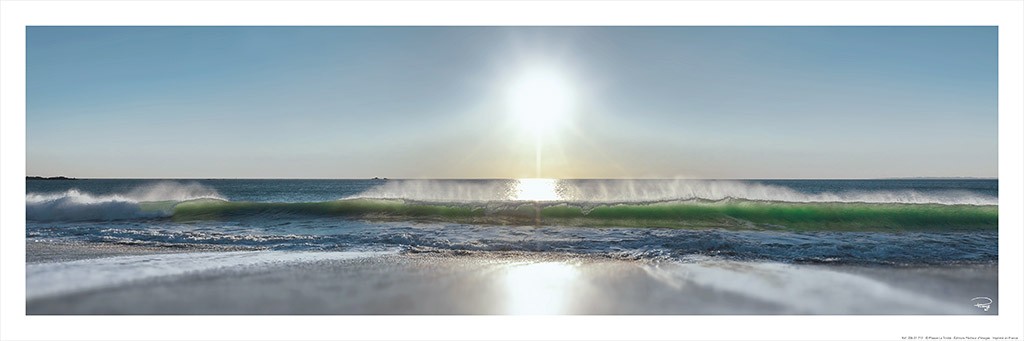 Philip Plisson, Plein Ouest - plage d'Erdeven - Morbihan - Bretagne (Strand, Sandstrand, Atlantik, Welle, Sonnenuntergang, Meer, maritim, Treppenhaus,  Wohnzimmer, Frankreich, Fotokunst, bunt)