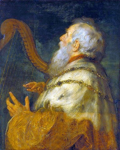 Peter Paul (1577-1640) und Boeckhorst Rubens, König David, die Harfe spielend. (Städel Museum,Frankfurt am Main,Eichenholz,Rubens,Peter Paul (1577-1640) und Boeckhorst,Jan (1604-1668),Peter Paul Rubens,17. Jahrhundert,16. Jahrhundert,König,David,Harfe,Bibel,Altes Testament,Musik,musizieren,Bart,alter Mann, Städel Museum)