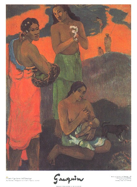 Paul Gauguin, Maternita (Frauen, Mutter, Baby, Stillen, Tahiti, Klassische Moderne, Impressionismus, Malerei, Ethnisch, Wohnzimmer, Schlafzimmer, bunt)