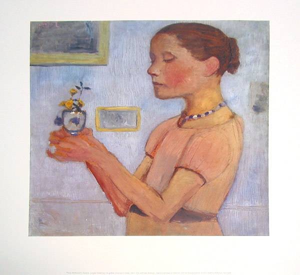 Paula Modersohn-Becker, Junges Mädchen mit gelben Blumen im Glas (Offset)