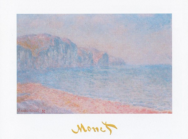 Claude Monet, Küste von Pourville (Offset) (Impressionismus, Malerei, Küste, Meer, Felsen, schroff, Strand, diffus, Steilküste Frankreich, Schlafzimmer, Wohnzimmer, Wintergarten, bunt, Klassische Moderne)