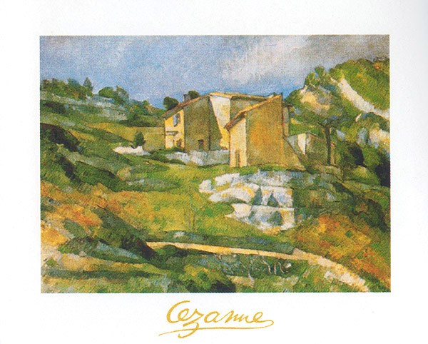 Paul Cézanne, Case all` Estaque (Offset) (Impressionismus, Landschaft, Haus, Einsamkeit, Frankreich, Treppenhaus, Arztpraxis, Klassiker,  Wohnzimmer, bunt)