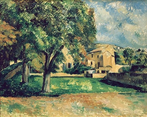 Paul Cézanne, Bäume im Park von Jas de Bouffan. 1885/1887 (Bäume, Park ,Jas de Bouffan, Frankreich, Garten, Sommer, Sonnenschein, Klassiker, Post-Impressionismus, Wunschgröße, Wohnzimmer)