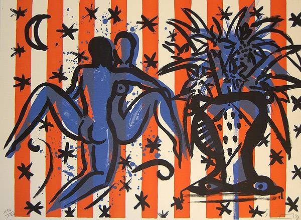 Szczesny Stefan Lovers with Flowers, 1998 (30) (Lithographie, handsigniert)
