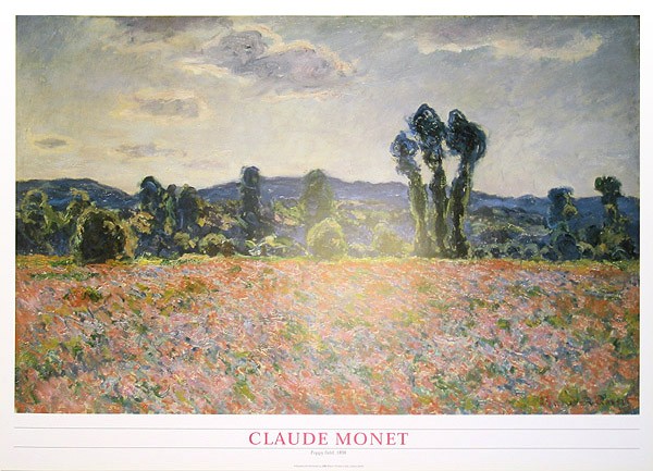 Claude Monet, Poppyfield, 1898 (Offset) (Impressionismus, Malerei, Mohnblumen, Mohnblumenfeld, Landschaft, Blumen, Blüten, Idylle, Frankreich, Schlafzimmer, Wohnzimmer, Wintergarten, bunt, Klassische Moderne)
