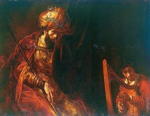 Rembrandt van Rijn, David spielt auf der Harfe vor Saul. 1658/59 (17. Jahrhundert,Den Haag,Mauritshuis,1606-1669,Rembrandt van Rijn,Altes Testament,Musik,Saul,David,Rembrandt van Rijn,17. Jahrhundert,rembrandt)