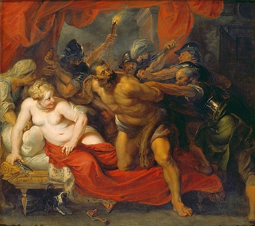 Peter Paul Rubens, Gefangennnahme Simsons. (Simson, Samson, Delila, Dramatik, Barock, Klassiker, Malerei, Treppenhaus, Wohnzimmer, Wunschgröße, bunt)