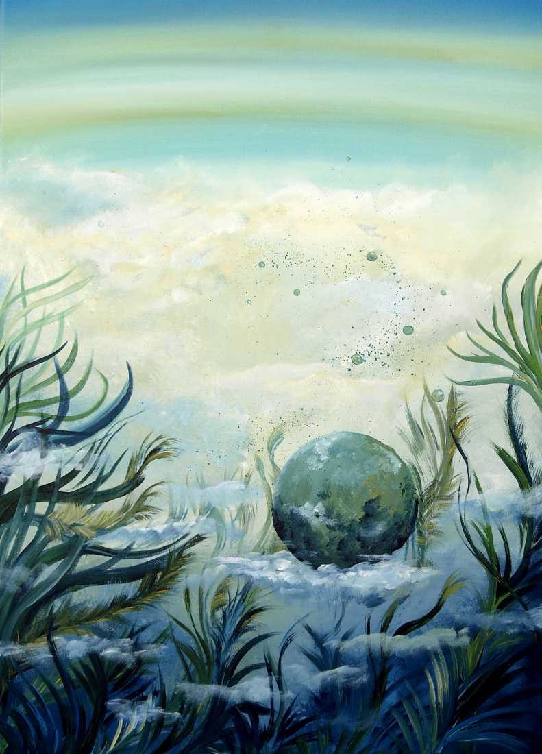 Conny Krakowski, Im Aufstieg (Surrealismus, Traum, Magie, Esoterik, Baum, Traumbaum,Lebensbaum,Geburt,Leben,Sterben,Wege, Lebensweg, Phantasie,Fantasie,Realismus,Malerei,Gemläde,detaiiert,Traumbild,Traumlandschaft,Landschaftsmalerei,Träumerei,Wasserfall,Berge,Wolken,)