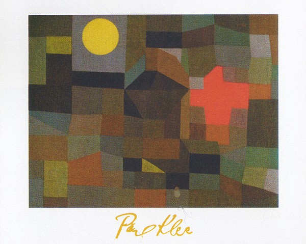 Paul Klee, Feuer bei Vollmond (Offset) (Malerei, Konstruktivismus, Mond, geometrische Formen,Farbflächen, Klassische Moderne,  Wohnzimmer, Arztpraxis, Büro, Business, bunt)