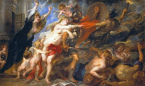 Peter Paul Rubens, Die Folgen des Krieges. (Rubens,Peter Paul,1577-1640,Florenz,Galleria Palatina,Peter Paul Rubens,17. Jahrhundert,Krieg,Kampf,Folge)