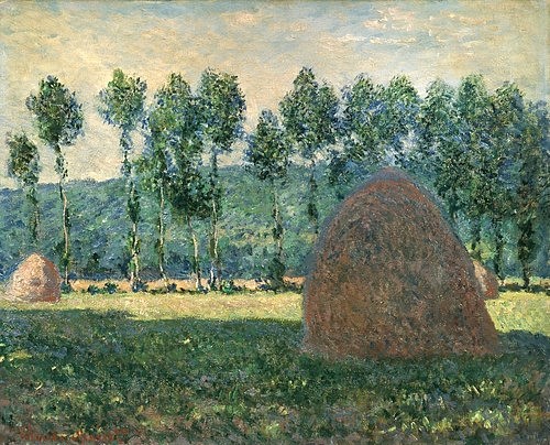 Claude Monet, Heuhaufen bei Giverny. 1884/1889 (Monet,Claude,1840-1926,Moskau,Puschkin-Museum,Monet,Claude Monet,Impressionismus,Sommer,Heuhaufen,Giverny,Impression,Landschaft,19. Jahrhundert)