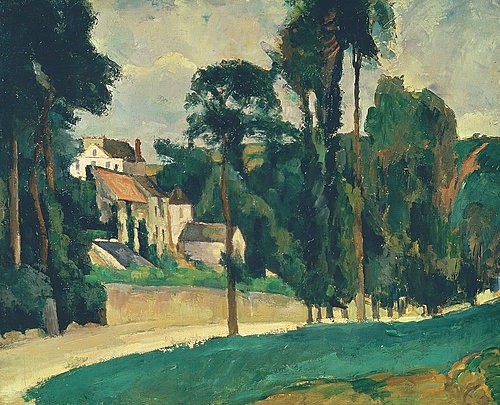 Paul Cézanne, Weg in Pontoise. 1875/1877 (Dorf, Weg, Bäume, Weg, Frankreich, Klassiker,  Impressionismus, Wunschgröße, Wohnzimmer)