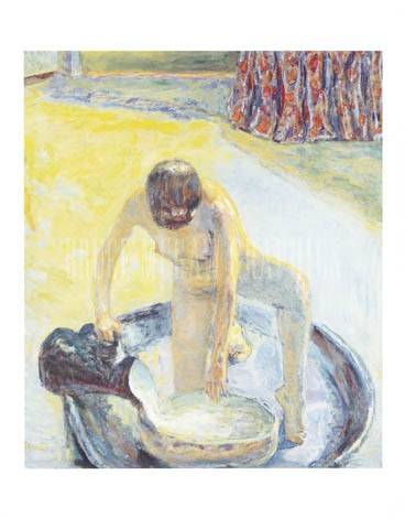 Pierre Bonnard, Akt in Wanne, 1918 (Offset) (Aktmalerei, Badewanne, Badende, Rückenakt, Eros&People, Erotik,  Schlafzimmer, Intimismus, Impressionismus, Klassische Moderne, bunt)