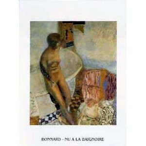 Pierre Bonnard, Nu a la Baignoire (Offset) (Aktmalerei, Badewanne, Badende, Aufsicht,  Schlafzimmer, Intimismus, Impressionismus, Klassische Moderne, bunt)