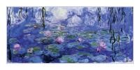 Claude Monet, Nympheas (Detail) (Offset) (Impressionismus, Malerei, Seerosen, Trauerweide, Zweige, Wasserpflanzen, Teich, Natur,  Schlafzimmer, Wohnzimmer, Wintergarten, Treppenhaus, blau, Klassiker)