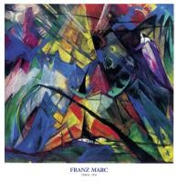 Franz Marc, Tirol, 1914 (Malerei, Expressionismus, abstrakte Malerei, abstrakte Formen, Berge, Prisma, Kritallin, Muster, klassische Moderne, Wohnzimmer, Arztpraxis, Treppenhaus, bunt)