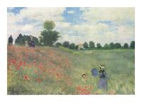 Claude Monet, Mohnblumen/Les Coquelicots (Offset) (Frühling, Frau, Kind, Spaziergang, Freizeit, Mohnblumen, Mohnfeld, Idylle, Impressionismus, Malerei, Frankreich, Schlafzimmer, Wohnzimmer, Wintergarten, bunt, Klassiker,)