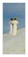 Peder Severin Kroyer, Sommerabend  Skagen Detail (Offset) (Klassiker, Malerei, Impressionismus, Norwegen, Meer, Strand, Sommerabend, Frauen, Spaziergang, Wohnzimmer, Arztpraxis, bunt)