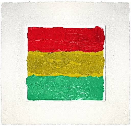 Schwarzer Bernd Bolivien (Aquagravure, handsigniert, nummeriert) (Flagge, abstahiert, Pinselspuren, Farbverlauf, Original, signiert, Grafik, Treppenhaus, Wohnzimmer)