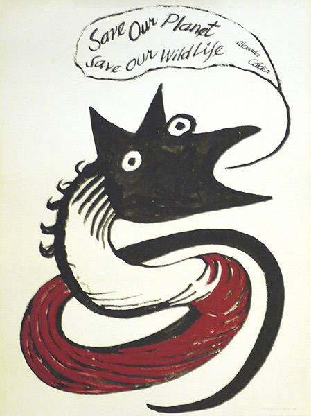Calder Alexander Save our Planet (30) (Siebdruck, 1971) (Abstrakte Malerei, Schlange, Umweltschutz, Tierschutz, Aufruf, Apell, Wohnzimmer, Treppenhaus, klassische Moderne, Grafik, Original, bunt)