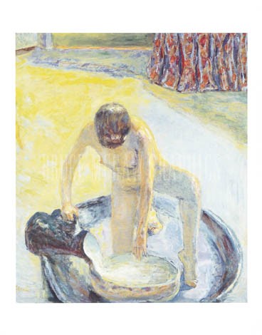Pierre Bonnard, Akt in Wanne, 1918 (Offset) (Aktmalerei, Badewanne, Badende, Rückenakt, Eros&People, Erotik,  Schlafzimmer, Intimismus, Impressionismus, Klassische Moderne, bunt)
