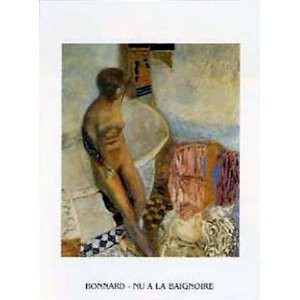 Pierre Bonnard, Nu a la Baignoire (Offset) (Aktmalerei, Badewanne, Badende, Aufsicht,  Schlafzimmer, Intimismus, Impressionismus, Klassische Moderne, bunt)