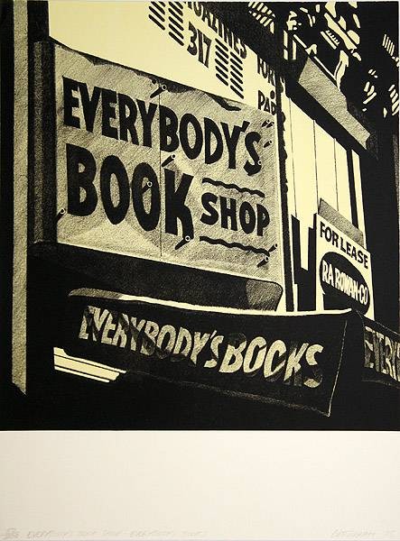 Cottingham Robert Schweiz Everybody´s bookshop (30) (Lithografie, handsigniert, nummeriert) (Werbung, Reklameschilder, Buchladen, retro, Grafik, Original, signiert, Wohnzimmr, schwarz/weiß)