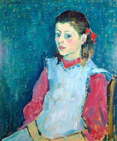 Alexej von Jawlensky, Mädchen mit weißer Schürze. 1906. (Öl/Karton,Jawlensky,Alexej von,Privatbesitz Aachen,1864-1941,Kinder,Jawlensky, Alexej von 1864-1941)