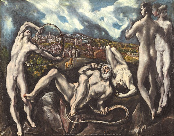 El Greco, Laocoon (Laocoon, Söhne, Strafe, Schlange, Mythologie, griechische Sage, Klassiker, Manierismus, Malerei Wohnzimmer, bunt)