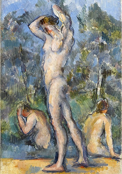 Paul Cézanne, Das Bad (Digitaldruck) (Impressionismus, Badende, Nackte, Landschaft, Rückenakte, Sommer, Klassiker, Schlafzimmer, Wohnzimmer,  bunt)