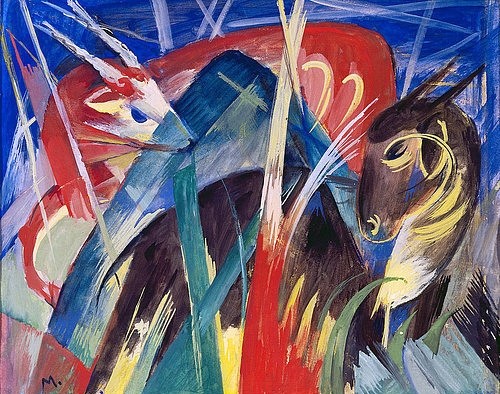 Franz Marc, Fabeltiere I. 1913. (München,Städtische Galerie,Marc,Franz,1880-1916,Marc,Franz Marc,bunt,expressiv)