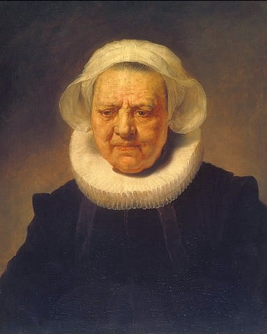 Rembrandt van Rijn (Werkstatt), Bildnis einer Frau mit weißer Haube. (Kaunas,Ciurlionis Museum,Rembrandt van Rijn (Werkstatt),Rembrandt van Rijn,Bildnis,Frau,Portrait,Haube)
