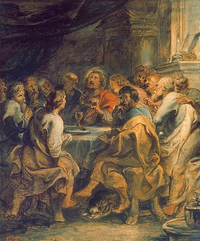 Peter Paul Rubens, Das letzte Abendmahl. 1630/1631 (Letzte Abendmahl, Jesus, Jünger, Bibel, Neues Testament, Religion, Christentum, Barock, Klassiker, Malerei,  Treppenhaus, Wohnzimmer, Wunschgröße, bunt)