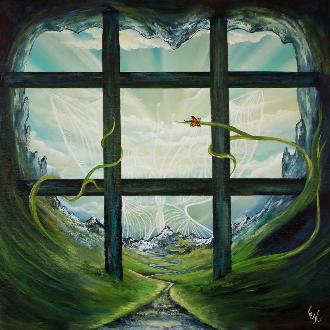 Conny Krakowski, Lebenswege (Surrealismus, Traum, Magie, Esoterik, Baum, Traumbaum,Lebensbaum,Geburt,Leben,Sterben,Wege, Lebensweg, Phantasie,Fantasie,Realismus,Malerei,Gemläde,detaiiert,Traumbild,Traumlandschaft,Landschaftsmalerei,Träumerei,Wasserfall,Berge,Wolken,)