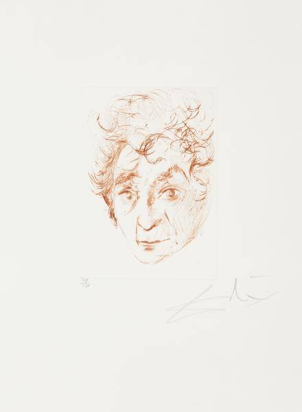 Dali Salvador Chagalls Kopf - Quinze Gravures (Radierung, handsigniert, nummeriert) (Grafik, Portrait, Künstlerportrait, Gesicht, Marc Chagall, Klassische Moderne, Fantasie, Wohnzimmer, Treppenhaus, Original, signiert, bunt)