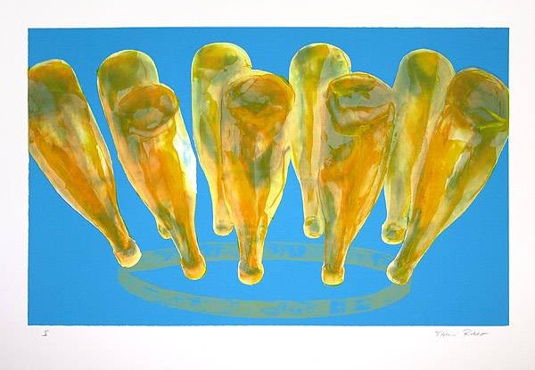 Richter Melanie Flaschentrockner I (blau) Übermalt (Acyl auf Siebdruck, handsigniert, nummeriert)