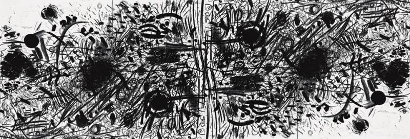 Noble & Webster  Feinschmecker (30) (Lithographie, handsigniert, nummeriert) (Action Painting, Spritzer, Flecken, Klekse, abstrakte Malerei, modern, wild, dynamisch, Wohnzimmer, Treppenhaus, Büro, Buiness, Grafik, Original, signiert, schwarz/weiß)