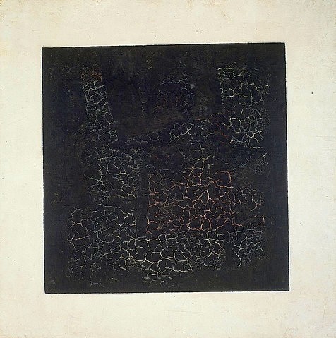 Kasimir Malewitsch, Das schwarze suprematistische Quadrat. 1913 (Suprematismus, Quadrat, schwarz, Ikone,  abstrakt, monochrom, Krakelur, Wunschgröße, Wohnzimmer, schwarz/weiß)