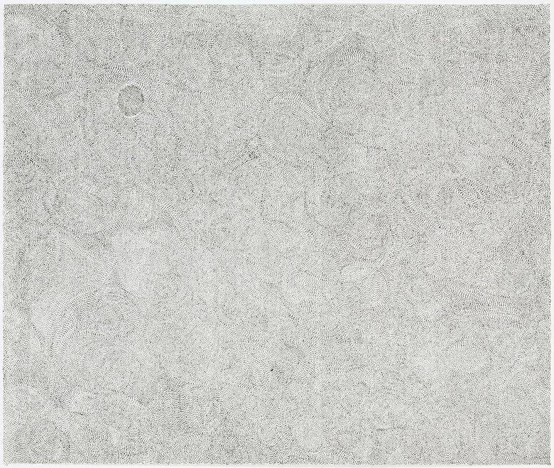 Ofili Chris O.T. (Radierung, handsigniert, nummeriert) (Abstrakt, Malerei, modern, monochrom, schmuddelig, wolkig, Wohnzimmer, Original, signiert, grau)