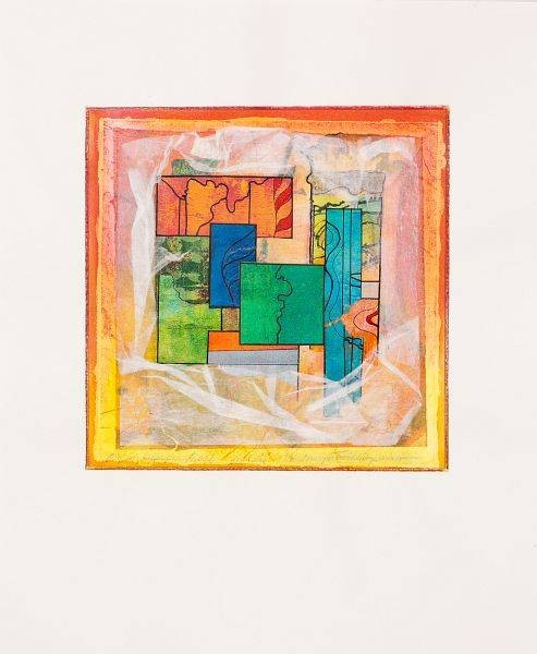 Rade Ernst-Peter Farbklänge I (50) (Acryl auf Bütten, handsigniert, Unikat) (Abstrakt, geometrisch, architektionisch, modern, Original, signiert, Wohnzimmer, Büro, Treppenhaus)