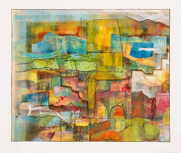 Rade Ernst-Peter Theaterlandschaft (50) (Acryl auf Bütten, handsigniert, Unikat) (Abstrakt, geometrisch, architektionisch, modern, Original, signiert, Wohnzimmer, Büro, Treppenhaus)