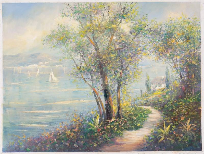 Picard Jean Claude Baum am Meer (Öl auf Leinwand) (Landschaft, Landschaftsmalerei, zeitgenössisch, Meer, Küste, Küstenweg, Bäume, Original, Öl auf Leinwand, Wohnzimmer,)