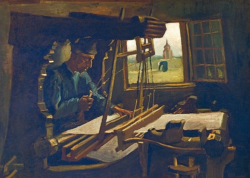 Vincent van Gogh, Der Weber. 1884 (Handwerk, Webstuhl, Arbeiter, Beruf, Mann, Weber, Genre, Alltagsszene, Klassische Moderne, Impressionismus, Wohnzimmer, Treppenhaus, Wunschgröße, bunt)