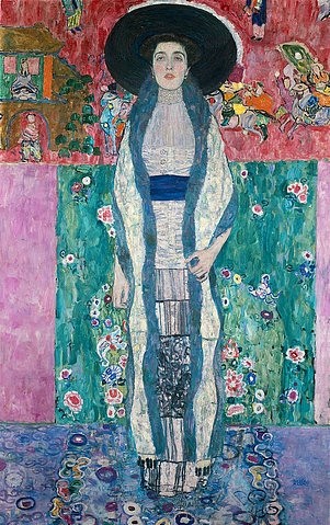 Gustav Klimt, Bildnis Adele Bloch-Bauer II. 1912 (Klimt,Gustav,1862-1918,Privatsammlung,Öl auf Leinwand,20. Jahrhundert,vorher Österreichische Galerie,Wien,Klimt, Gustav Klimt,Frau,Junge Frau,Hut,frontal,Jugendstil,Wiener Sezession,Restitution,Adele Bloch Bauer)