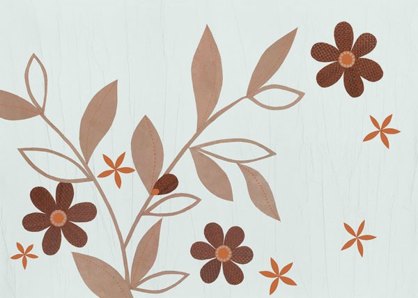 Design Show, A BRONZE SUMMERS DAY I (Retro, Vintage, Grafik, Blumen, Blüten, Tapetenmuster, dekorativ, Sechziger Jahre, Wunschgröße, Wohnzimmer, Treppenhaus, bunt)
